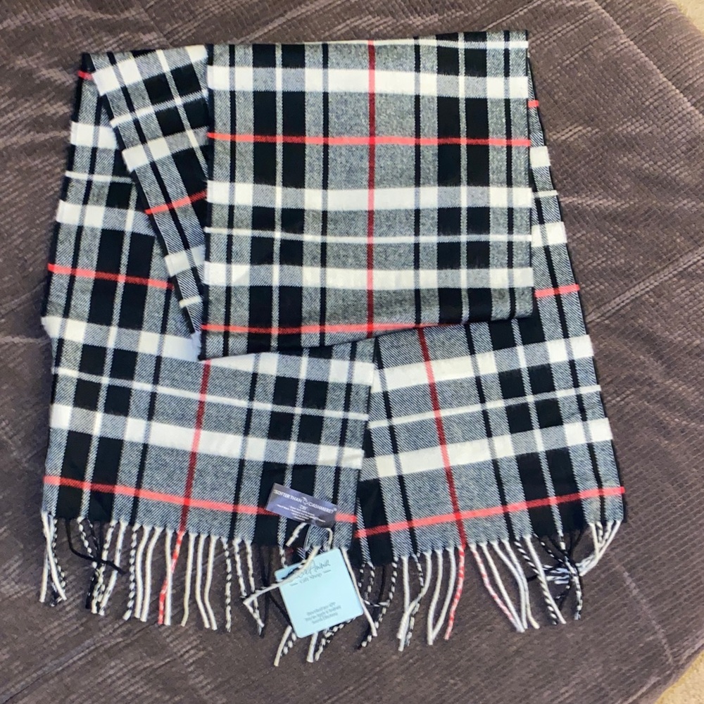 Classic Black and Red Plaid Scarf